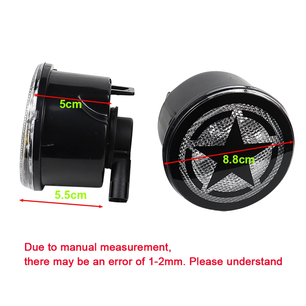 LED Turn Signal Lights for Jeep Wrangler JK & Unlimited 2007-2018 Star Front Grill Indicator Blinkers Parking Lights