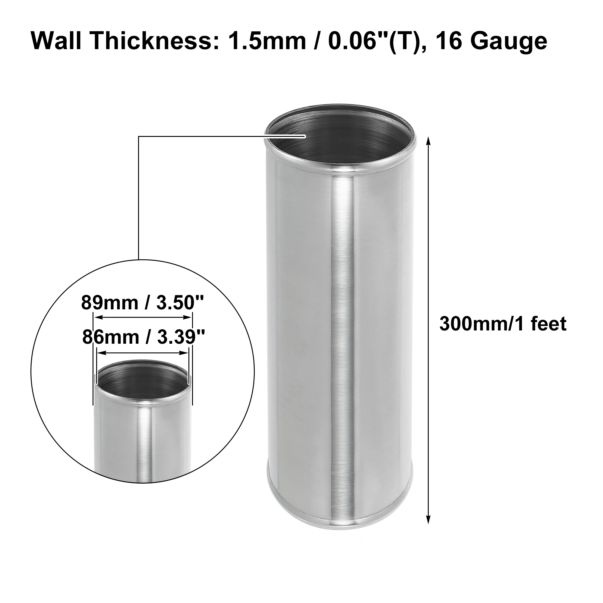 X Autohaux Aluminum Alloy Intake Tube OD 38/45/51/63/76/89/102MM Intercooler Pipe Air Tube 0 45 Degrees 300mm Long for Auto Car