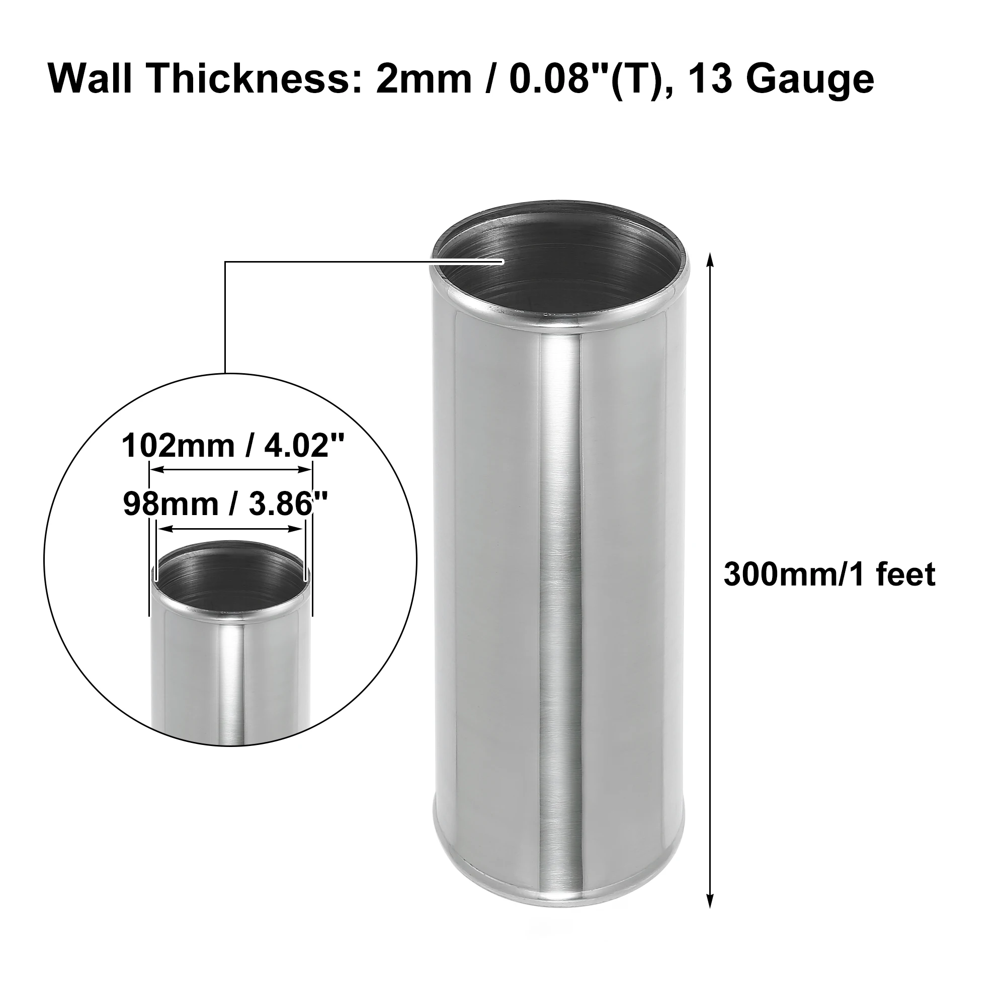 X Autohaux Aluminum Alloy Intake Tube OD 38/45/51/63/76/89/102MM Intercooler Pipe Air Tube 0 45 Degrees 300mm Long for Auto Car