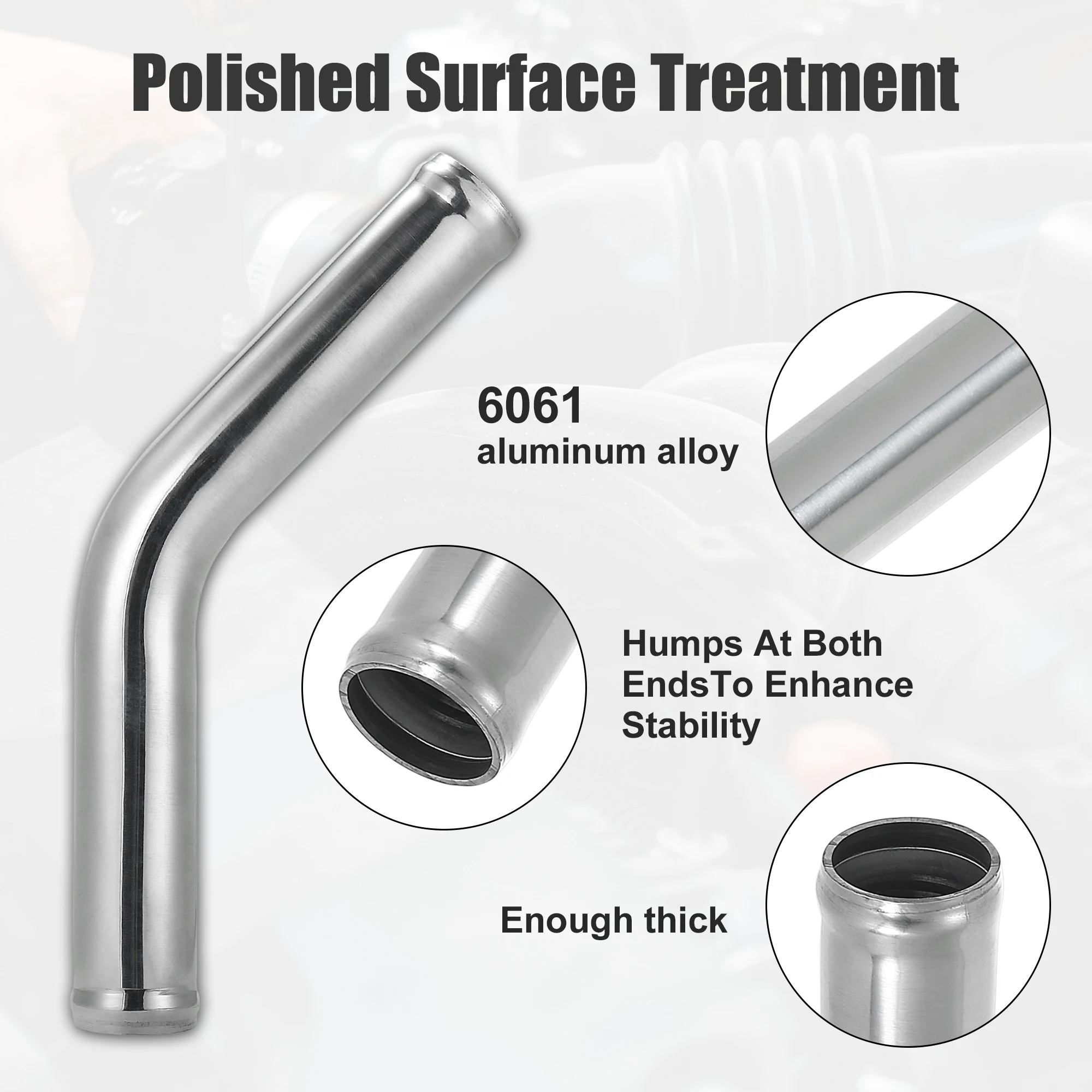 X Autohaux Aluminum Alloy Intake Tube OD 38/45/51/63/76/89/102MM Intercooler Pipe Air Tube 0 45 Degrees 300mm Long for Auto Car