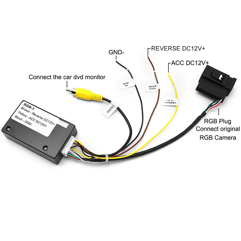12V Car Rear View Camera RGB To RCA AV CVBS Signal Converter Decoder Box Adapter for VW RCD510/RNS510/RNS315 OEM Reverse Camera