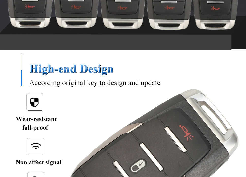 Jingyuqin OHT-4882056 Smart Prox Remote Key Fob 433.92MHz 4A Chip for Dodge Ram 1500 Pickup 2019 2020+ 68291692AD 68291691AD