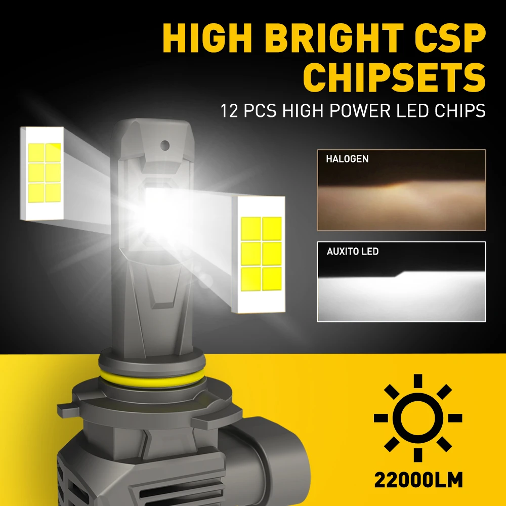 AUXITO 2Pcs 22000LM Super Bright H11 H8 H7 9005 HB3 LED Canbus No Error 360 Headlight Bulb Auto Lamp 9012 HIR2 LED Head Lights