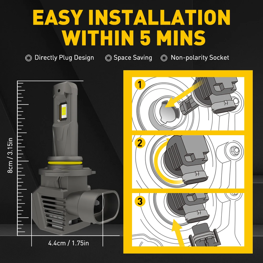AUXITO 2Pcs 22000LM Super Bright H11 H8 H7 9005 HB3 LED Canbus No Error 360 Headlight Bulb Auto Lamp 9012 HIR2 LED Head Lights