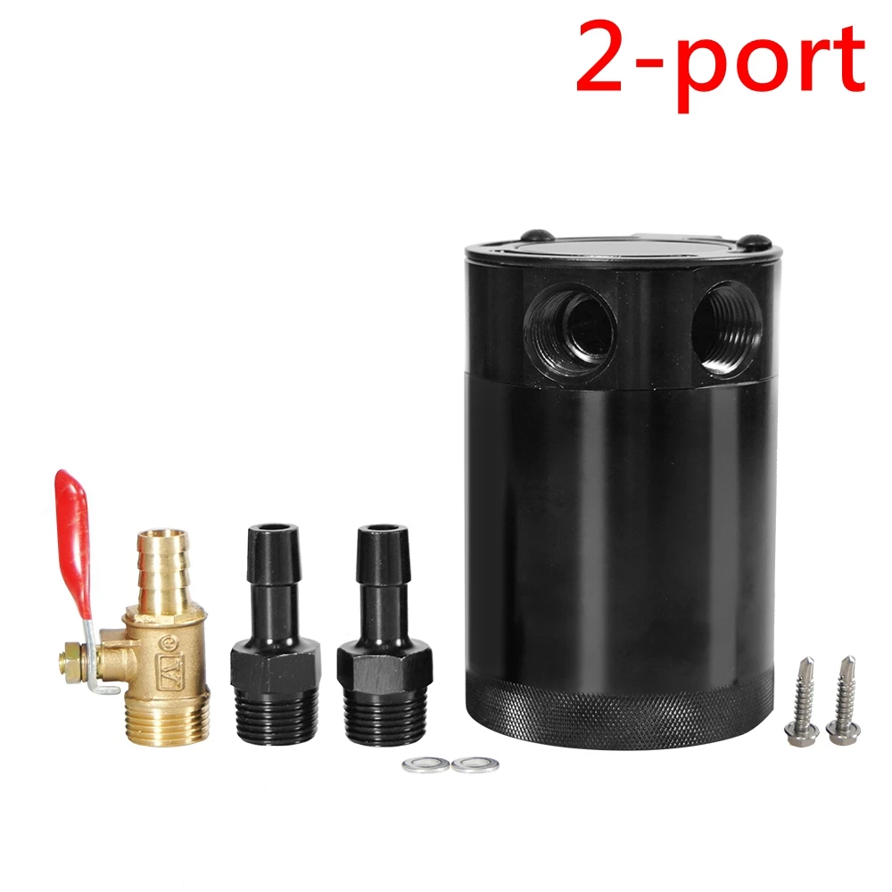 Universal Car Racing Baffled Aluminum 2-Port/3-Port Oil Catch Can Tank Reservoir Separator
