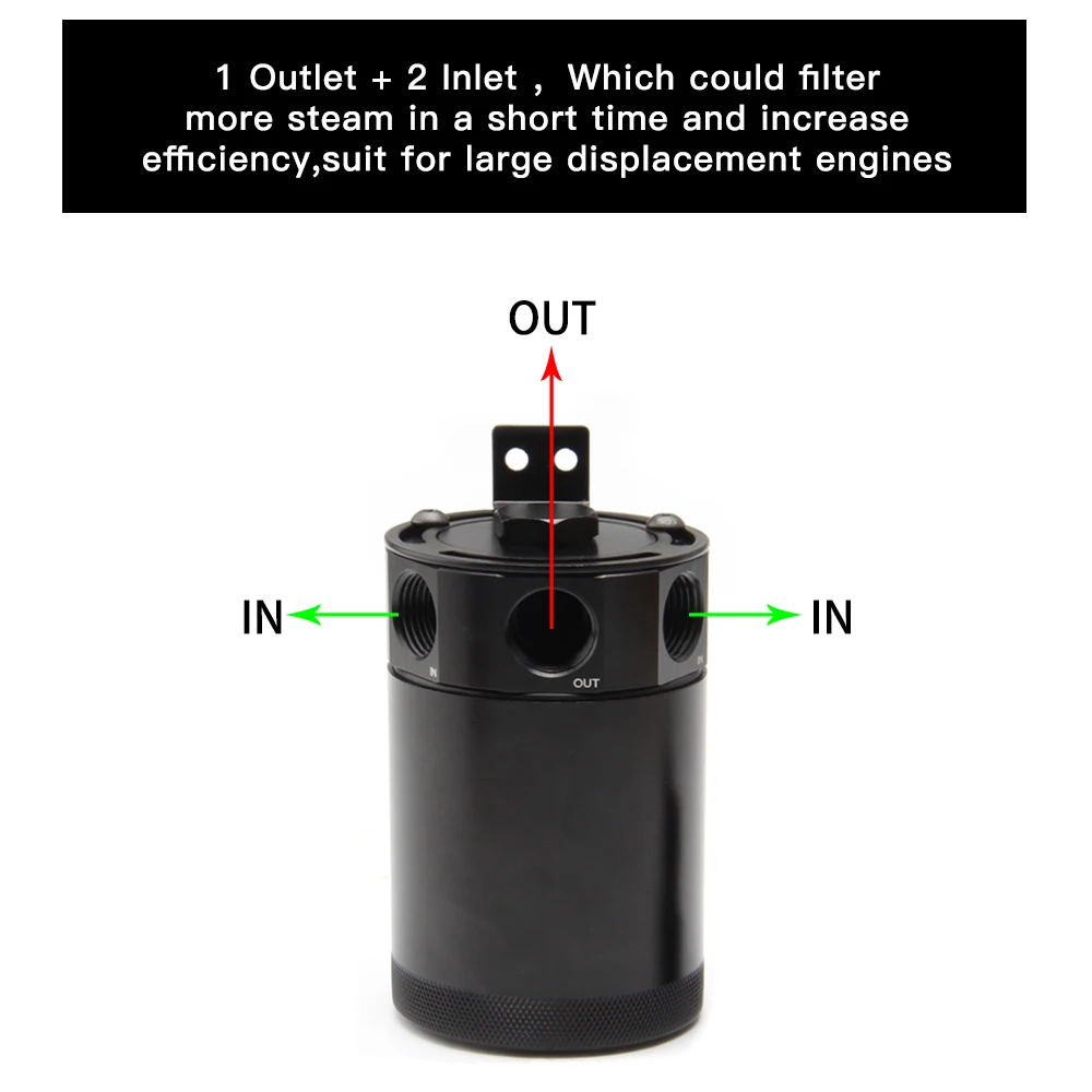 Universal Car Racing Baffled Aluminum 2-Port/3-Port Oil Catch Can Tank Reservoir Separator