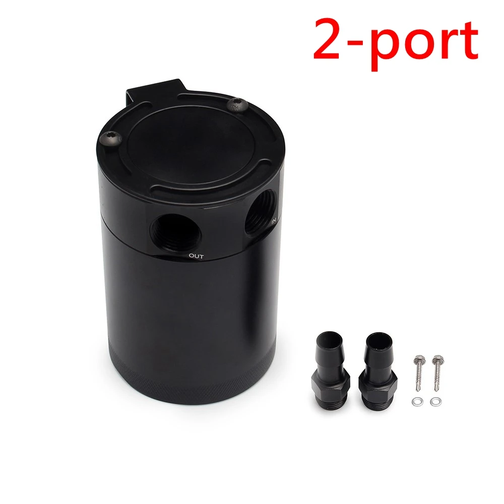 Universal Car Racing Baffled Aluminum 2-Port/3-Port Oil Catch Can Tank Reservoir Separator