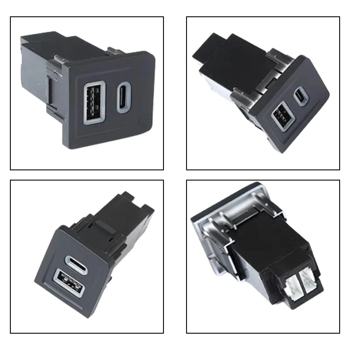 34mmx 29mm PD Type-C+QC 3.0 USB Car Fast Charger Socket Central Control Lower Right Hole for VW Multivan T5.1 2009-2015
