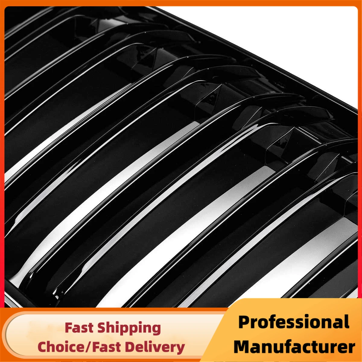 Double Line Car Front Bumper Kidney Grill Grilles For BMW X1 F48 F49 2016 2017 2018 2019 2020 M Style Racing Grille Glossy Black