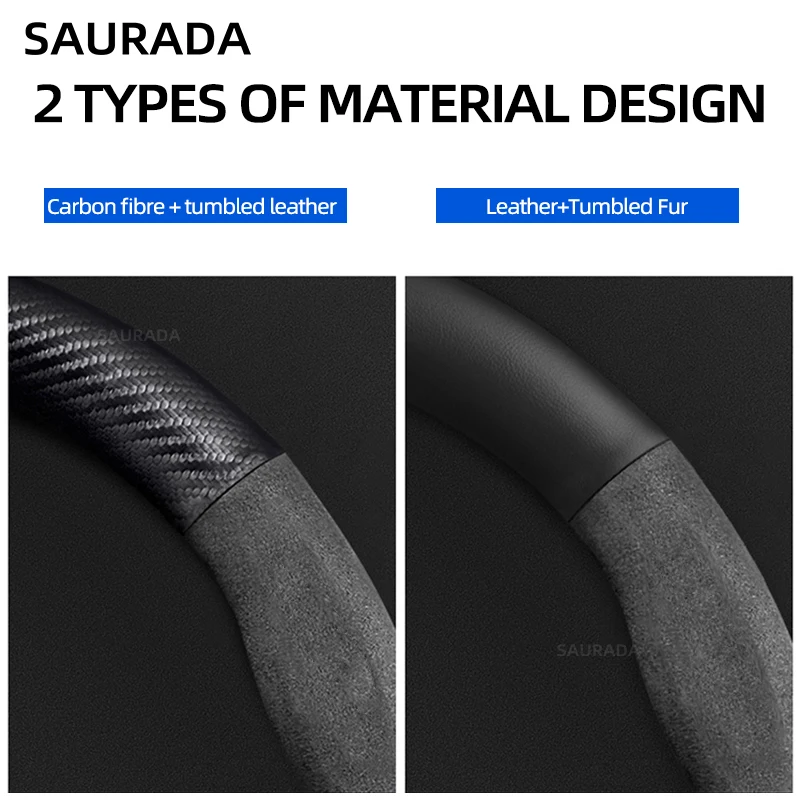 Car Steering Wheel Cover 38cm Leather D Shape For Golf Polo Jatta Passat K3 Suzuki Swift Nissan Rogue Mercedes AMG Accessories