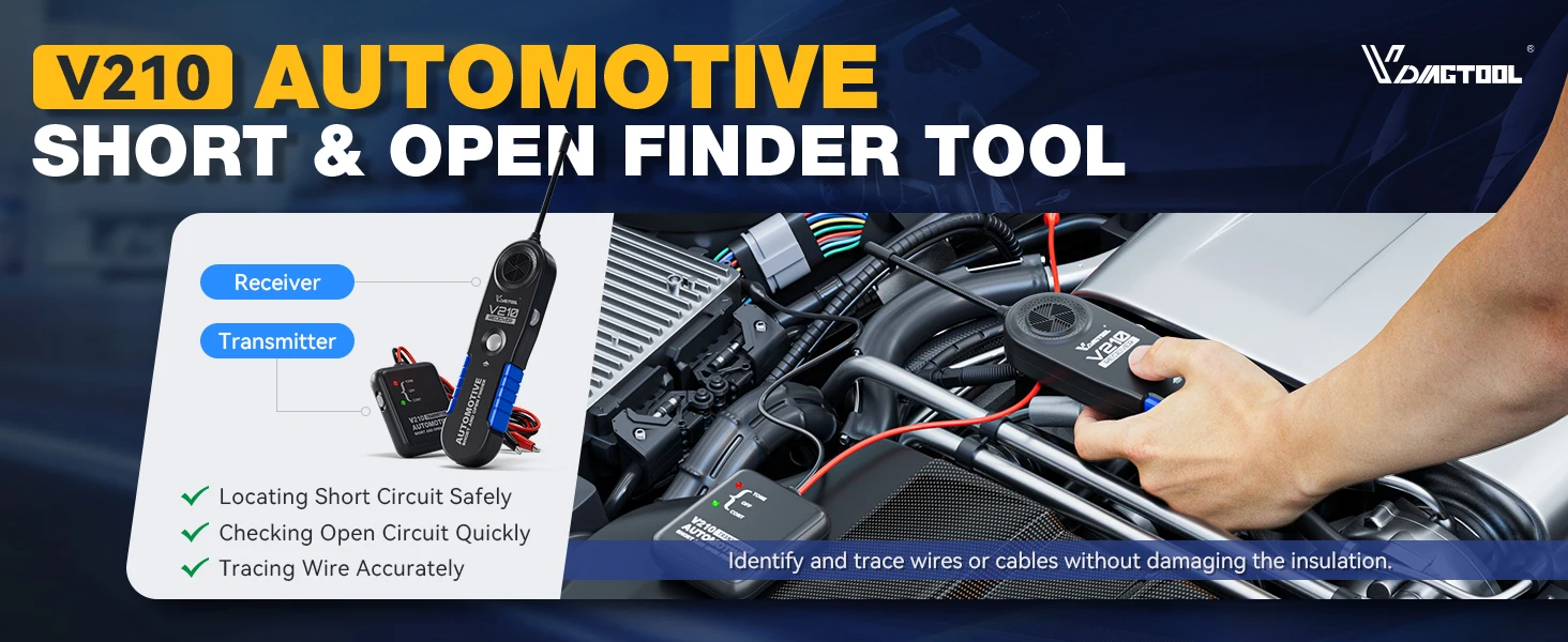 VDIAGTOOL V210 Automotive Circuit Breaker Finder Electrical Tester Wire Tracer Open & Short Circuit Finder DC 6-42V