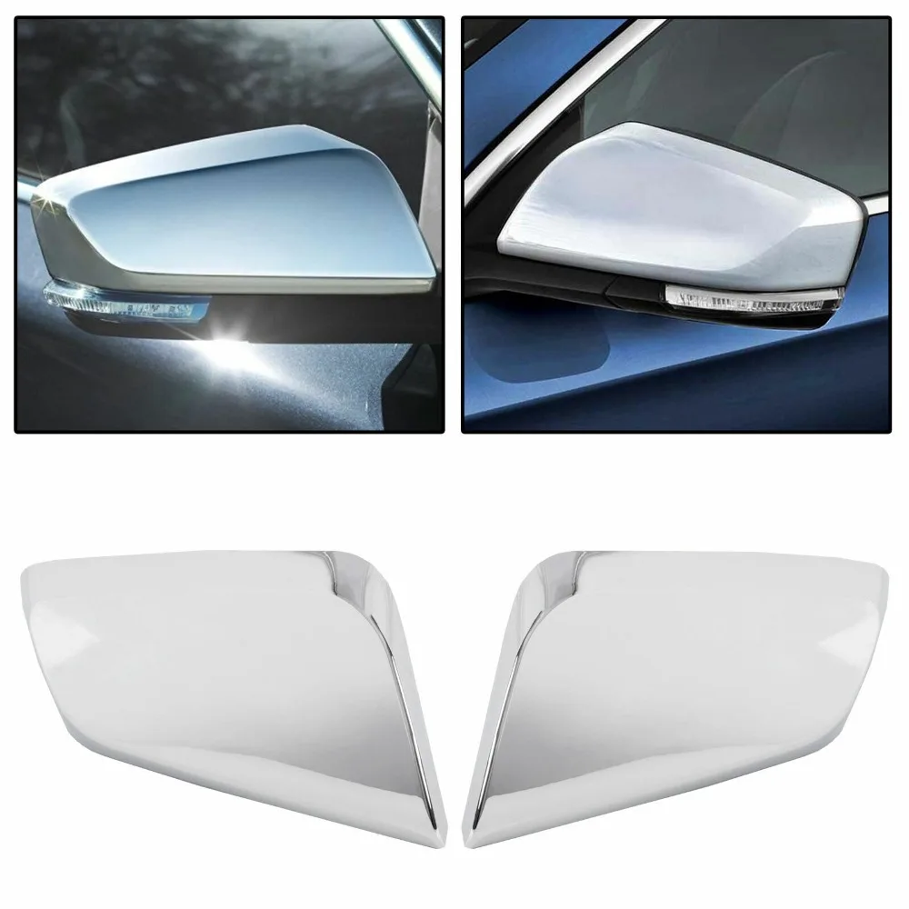 2pcs For 2014-2020 Chevy Impala Chrome Triple Mirror Covers Clip On Mirror Cover Clip Decoration Adhesive Style
