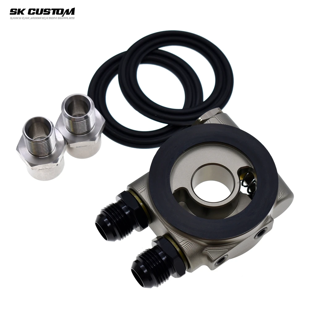 Car Modification Universal OIL COOLER FILTER SANDWICH PLATE THERMOSTAT ADAPTOR M20 X 1.5 3/4-16 UNF AN8/AN10 NPT1/8 Sensor Port