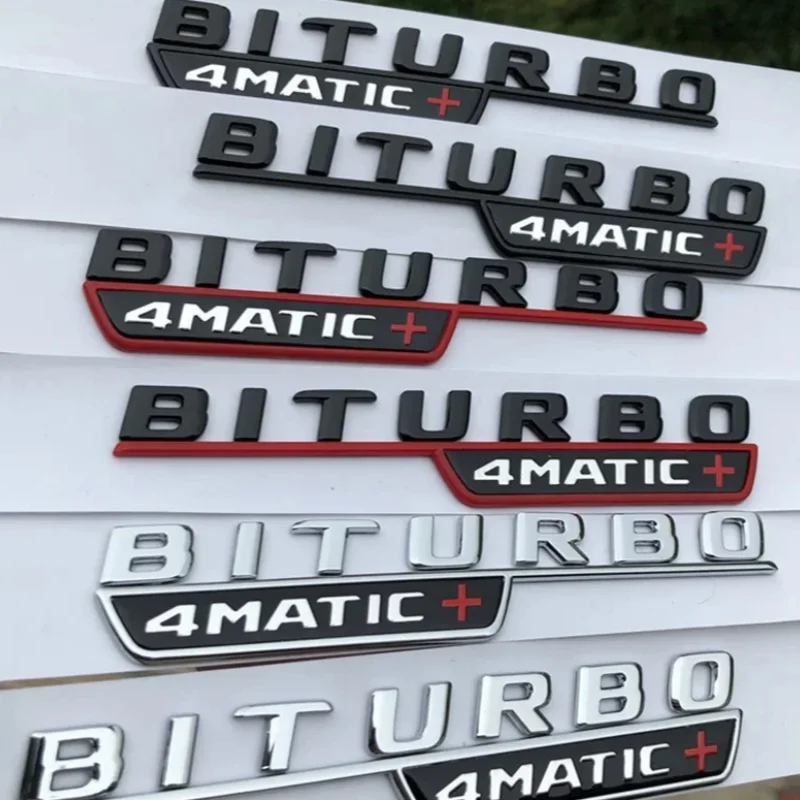 3D Car Fender BITURBO 4MATIC Badge Emblem Sticker For Mercedes C43 AMG W205 W204 E43 W213 W212 GLC43 GLE43 W166 W167 Accessories