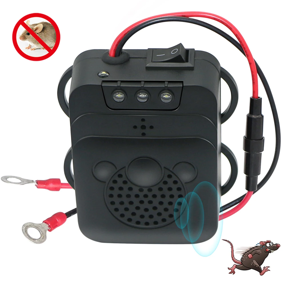 12V Ultrasonic Pest Control Device for Outdoor Car Vehicle Non-Toxic Electronic Mouse Repellent Keep Rodent Marten Away Anti-rat