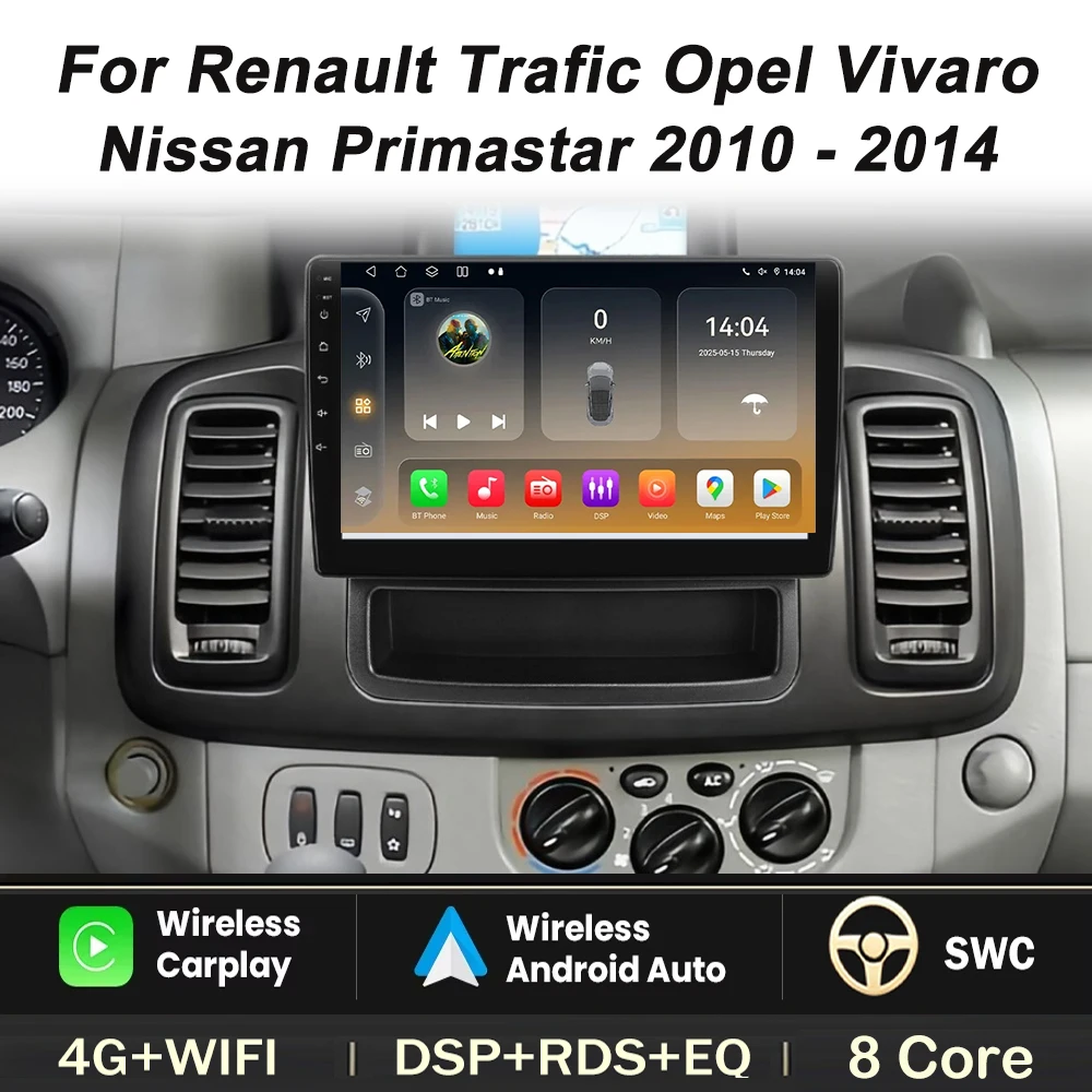 Car Radio for Renault Trafic Opel Vivaro Nissan Primastar 2010-2011-2014 Carplay Android Auto Player GPS Navigation Autoradio
