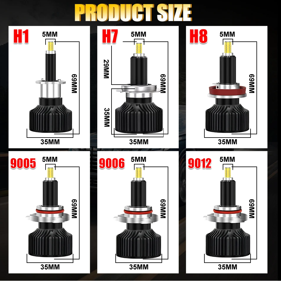Bullvision H7 Led Bulb Canbus H1 H8 H11 Fog Lights 9006 Hb4 9005 Hb3 Led Lamps 360 30000LM 300W 3D Auto 6000K Super Mini Diodes