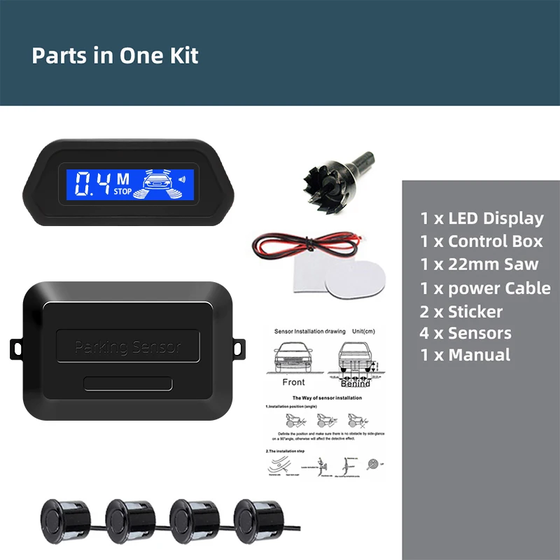 Hippcron Car Parking Sensor With Auto Parktronic Reverse LED Monitor 4 Sensors Radar Detector System Backlight Display