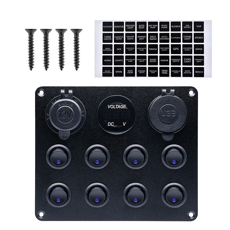 5 Gang 8 Gang Button Rocker Toggle Switch Panel Usb Control For Car Truck Marine Boat RV ATV UTV Camper Caravan Circuit Breaker