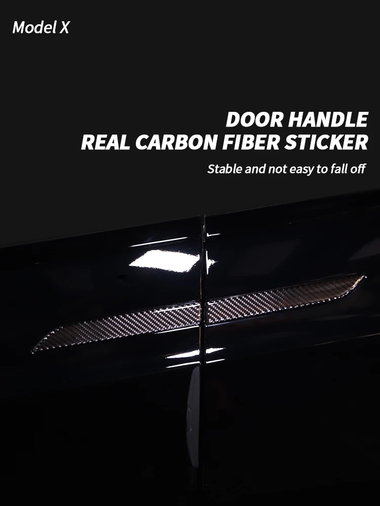 Carbon Fiber Car Exterior Door Handle Sticker Cover For Tesla Model X Trim Scratch Protector Accessory Decoration Fit Accessorie