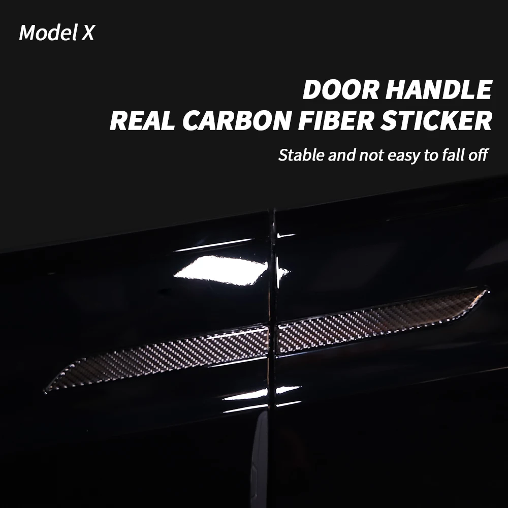 Carbon Fiber Car Exterior Door Handle Sticker Cover For Tesla Model X Trim Scratch Protector Accessory Decoration Fit Accessorie