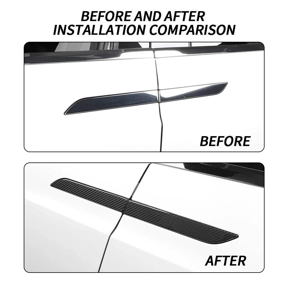 Carbon Fiber Car Exterior Door Handle Sticker Cover For Tesla Model X Trim Scratch Protector Accessory Decoration Fit Accessorie