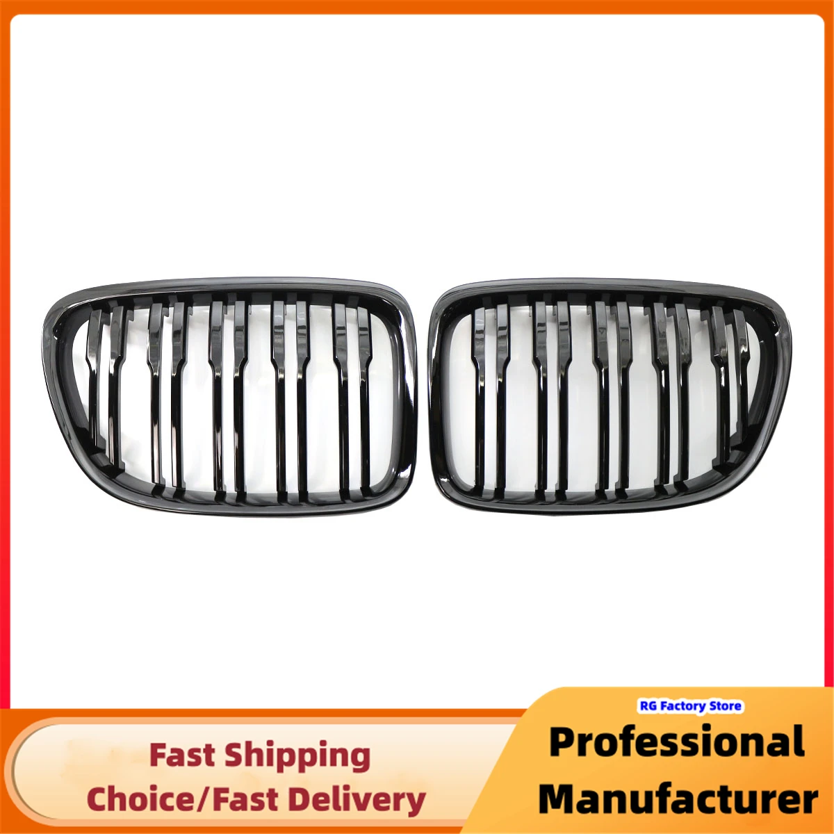 Glossy Black Car Front Bumper Kidney Grille For E84 X1 18i 20i 25i 28i 2009-2015 Double Slat Sport Racing Grill Cover