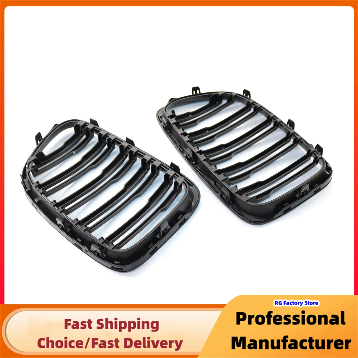 Glossy Black Car Front Bumper Kidney Grille For E84 X1 18i 20i 25i 28i 2009-2015 Double Slat Sport Racing Grill Cover