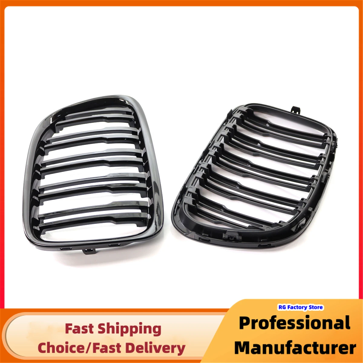 Glossy Black Car Front Bumper Kidney Grille For E84 X1 18i 20i 25i 28i 2009-2015 Double Slat Sport Racing Grill Cover