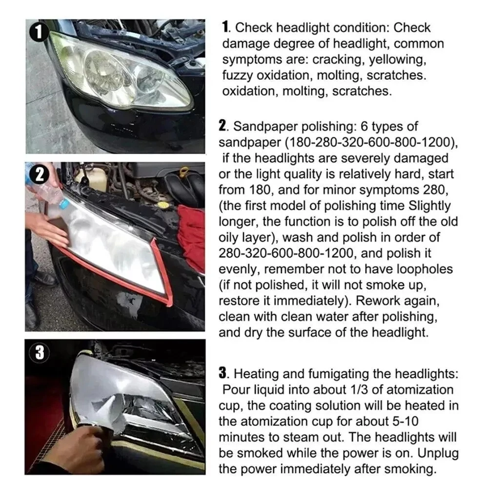 Car Accessories Headlight Repair Polish Kit Car Headlight Restoration Kit Headlamp Anti-Scratch Detailing Cleaning Maintenance