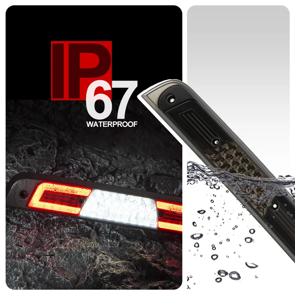 Smoked For 2019-2025 RAM 1500 Led High Mount Third 3rd Brake Light White Cargo Roof Marker Reverse Lamp Replacement CHMSL