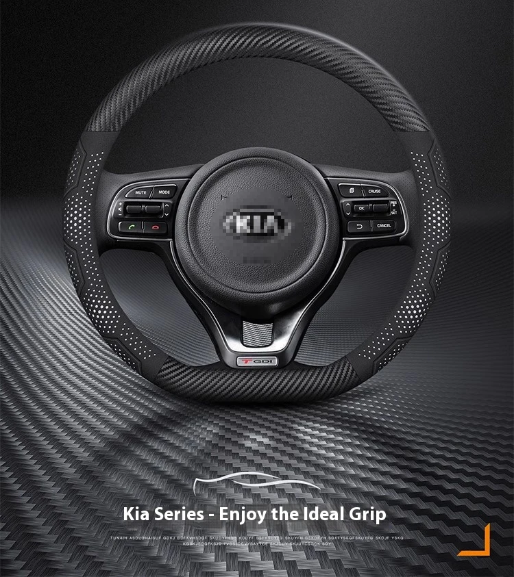 For Kia K5 Sportage Picanto Xceed Rio Cerato Soul Carens Seltos Carbon fiber Suede Car Steering Wheel Cover Auto Accessories