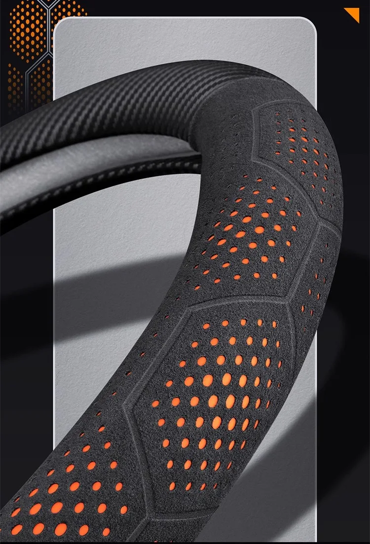 For Kia K5 Sportage Picanto Xceed Rio Cerato Soul Carens Seltos Carbon fiber Suede Car Steering Wheel Cover Auto Accessories