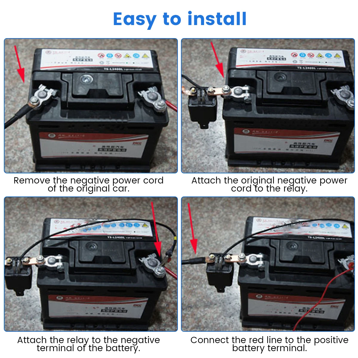 Remote Battery Disconnect Switch 12V 200A Kill Switch for Car Anti Theft Battery Kill with Wireless Remote Control Relay Fobs