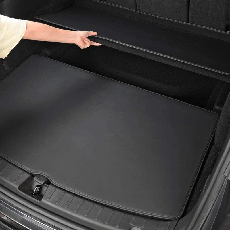 For Tesla Model Y Model 3 Highland Leather Trunk Mats Rear Seat Back Protector Pad Backrest All Weather Liner Pet Anti-kick Pad
