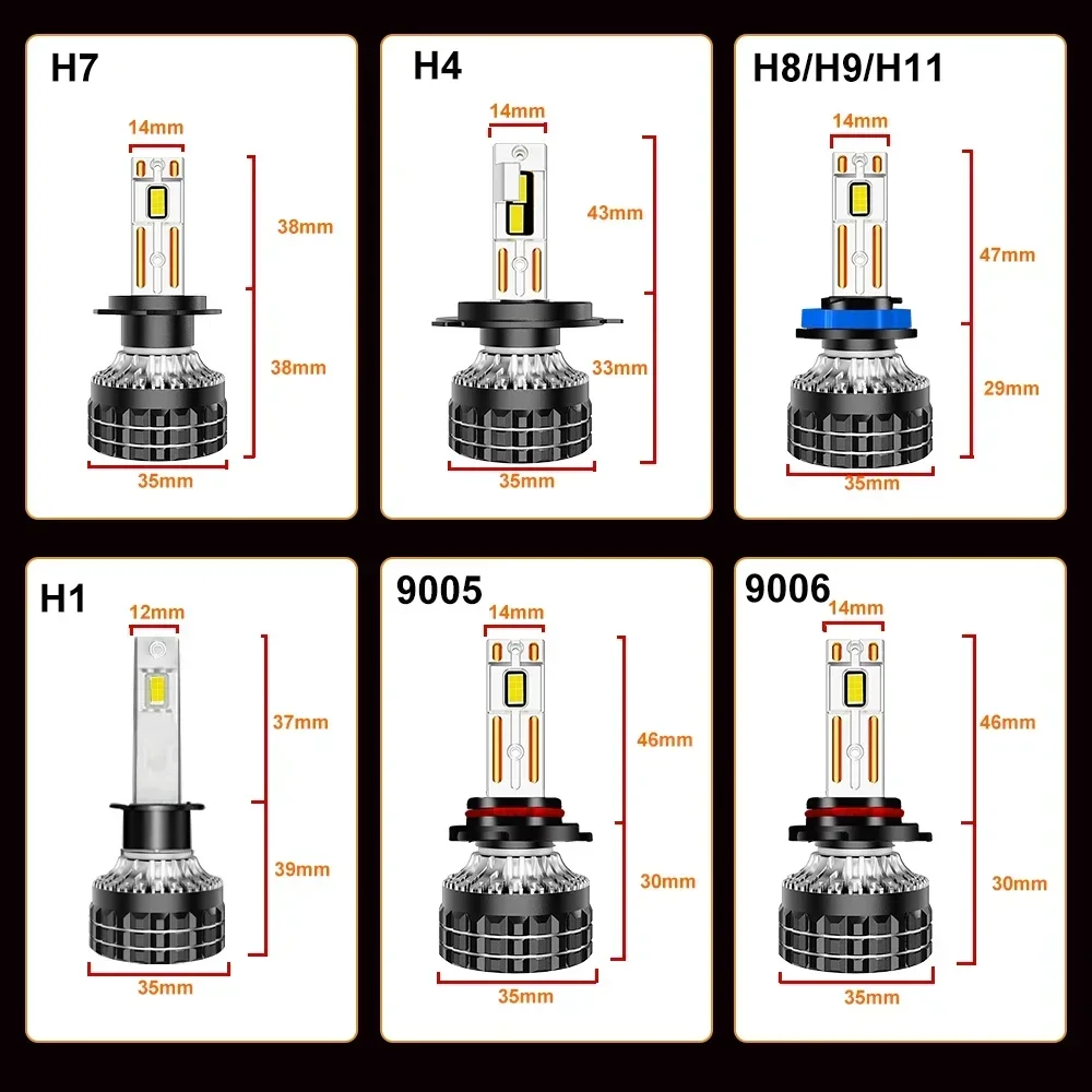 YHKOMS H7 LED 60000LM Headlights H1 H4 H11 H8 H9 9005 9006 HB3 HB4 High Power 180W Super Bright Headlamp Beam 12V Replacement