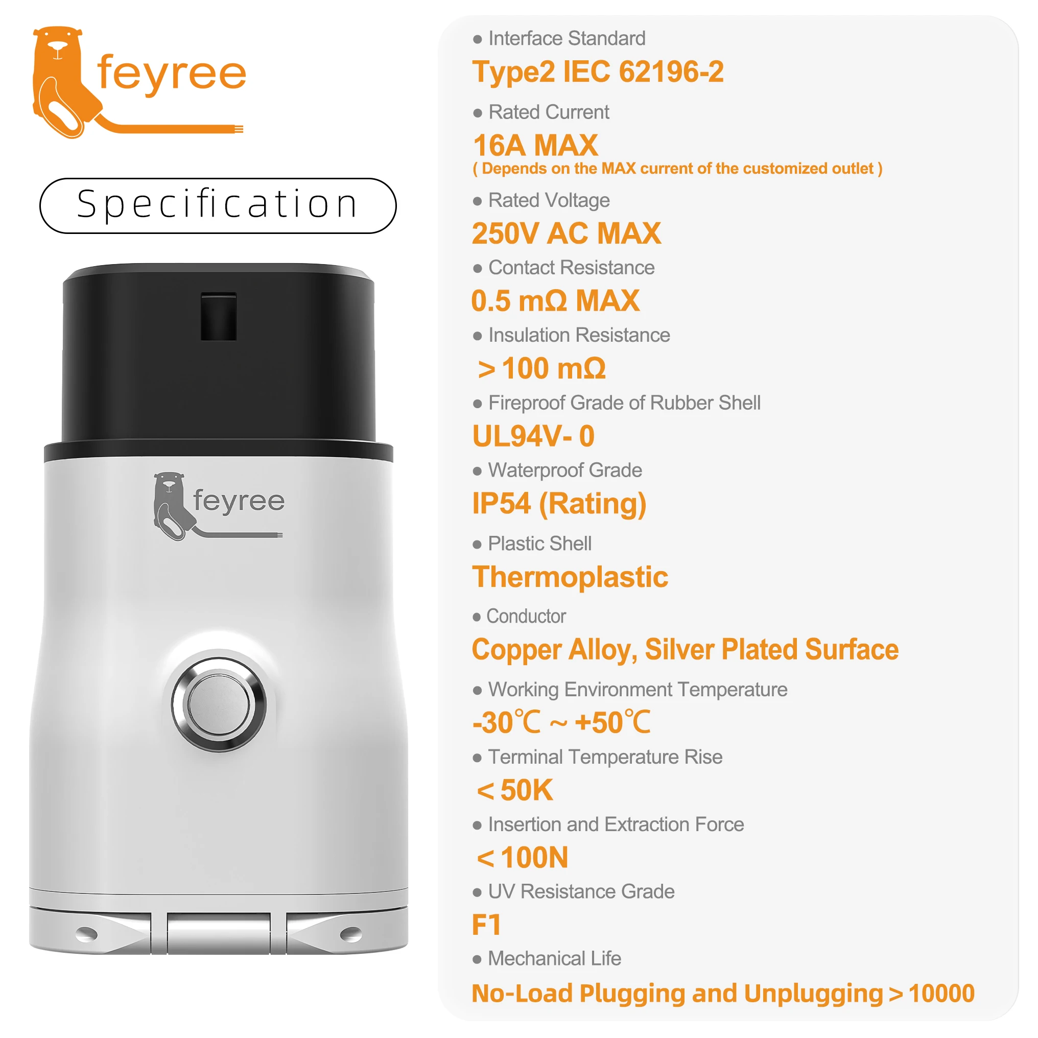 Feyree Type2 V2L Discharger Adapter for MG/Kia/Hyundai/Chinese EVs, Vehicle to Load Power Converter and Safety Switch for Campin