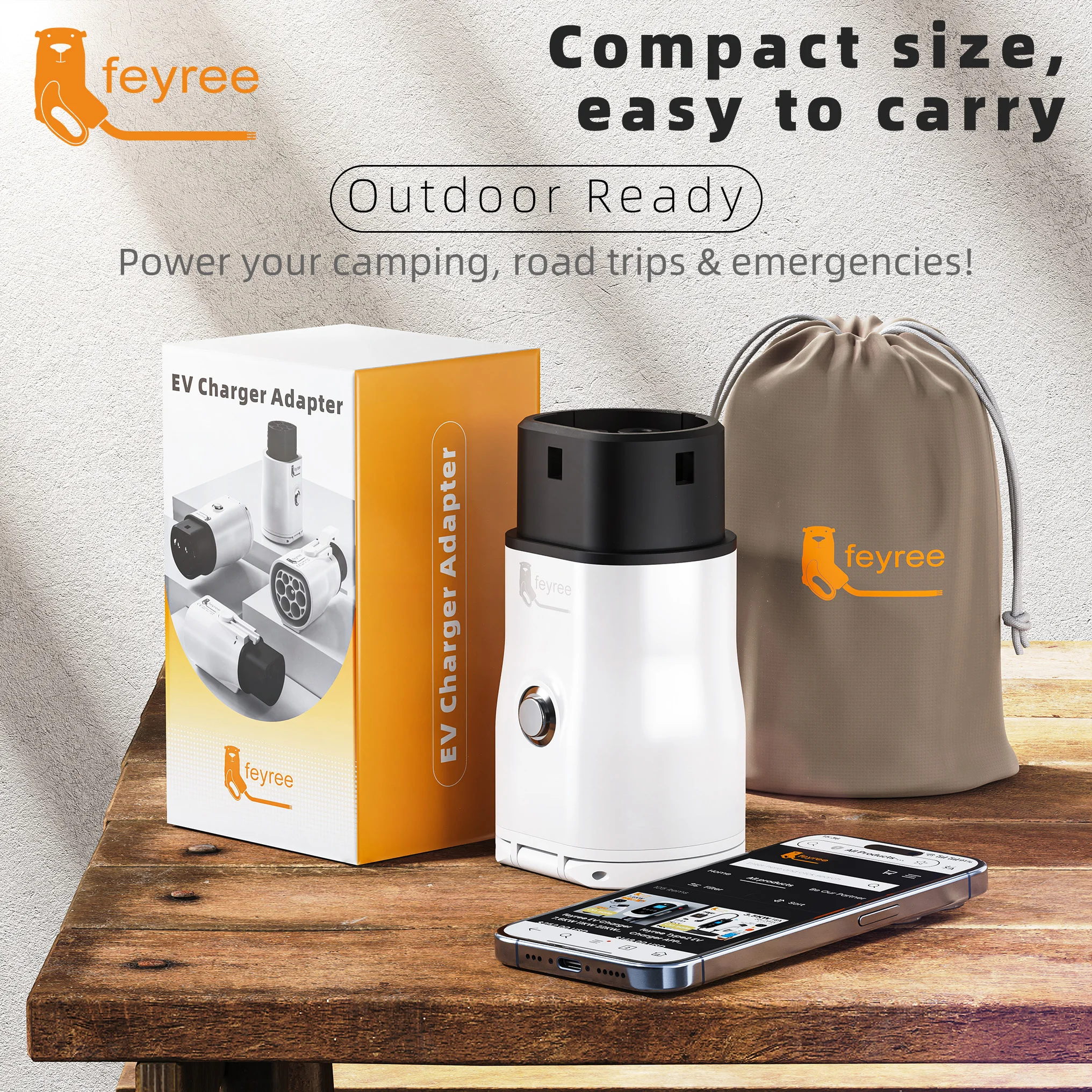 Feyree Type2 V2L Discharger Adapter for MG/Kia/Hyundai/Chinese EVs, Vehicle to Load Power Converter and Safety Switch for Campin