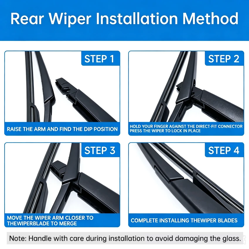 8" Inch Rear Wiper Blade & Arm Set Kit For Citroen C5 Aircross 2018 2019 2020 2023 Windshield Windscreen Clean Rear Window