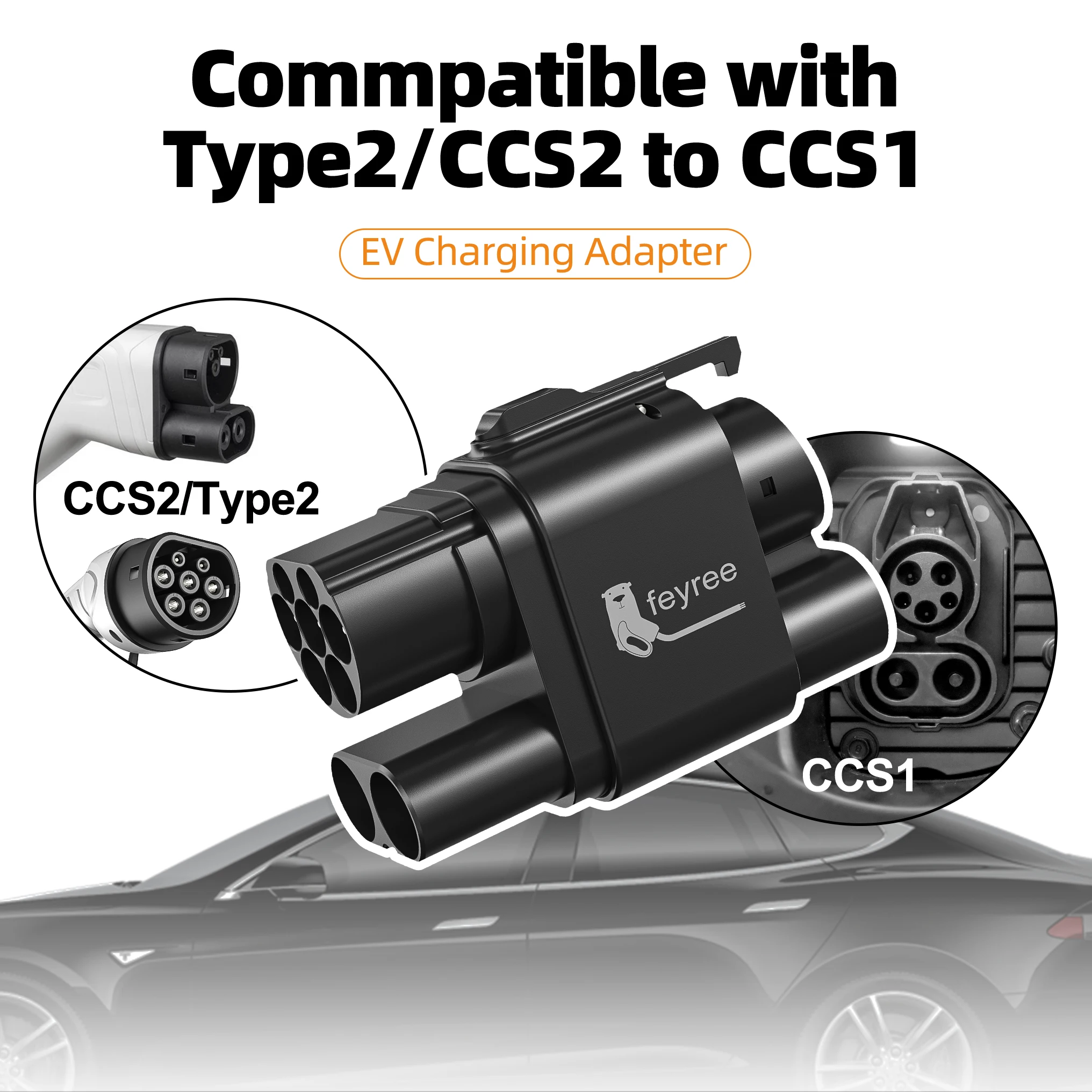 feyree CCS2 to CCS1 Adapter DC Fast EV Charging Adapter From CCS2 to CCS1 EV Charger CCS2 to CCS1 for Electric Vehicle Charger