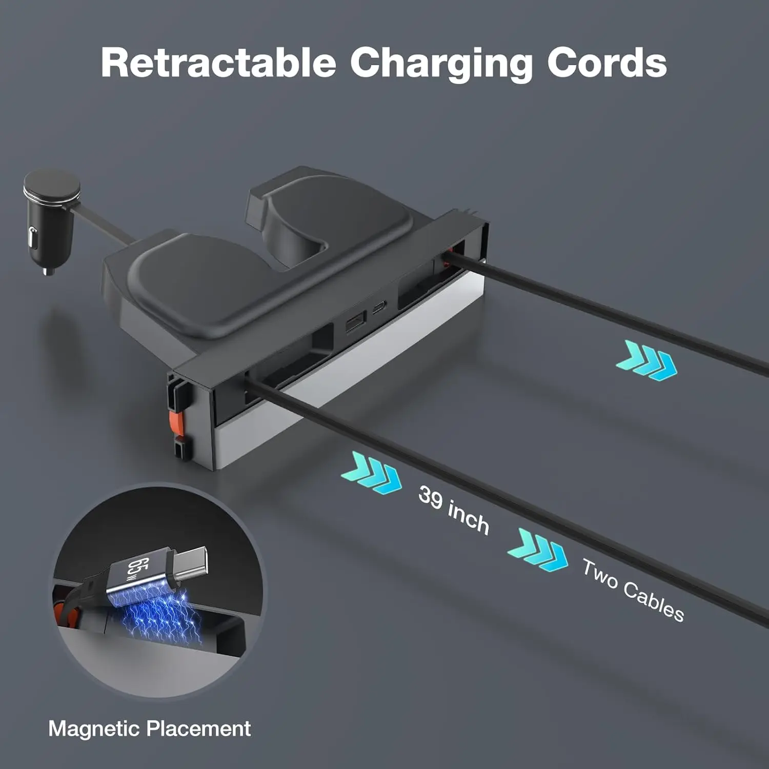 For Tesla Model Y Juniper 2026 Retractable Center Console USB Hub Model 3 Highland Phone Charger Fast Charging Docking Station