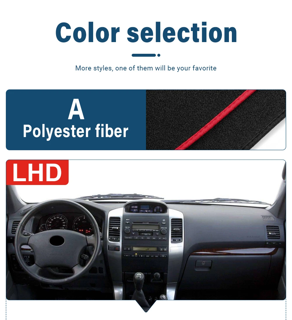 For Toyota Land Cruiser Prado 120 J120 2003-2006 2007 2008 2009 Car Dashboard Cover Avoid Light Pad Anti-UV Carpets Non-Slip Mat
