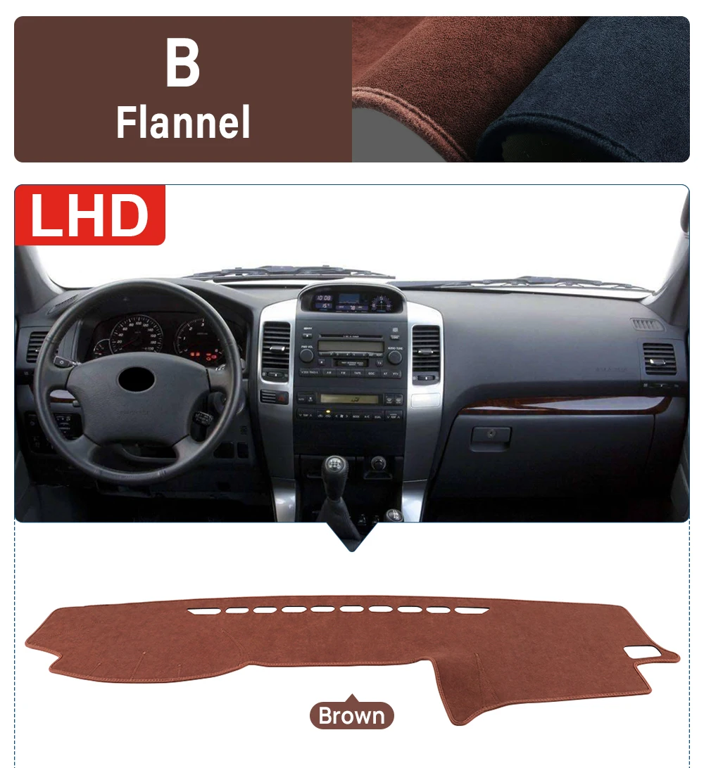 For Toyota Land Cruiser Prado 120 J120 2003-2006 2007 2008 2009 Car Dashboard Cover Avoid Light Pad Anti-UV Carpets Non-Slip Mat