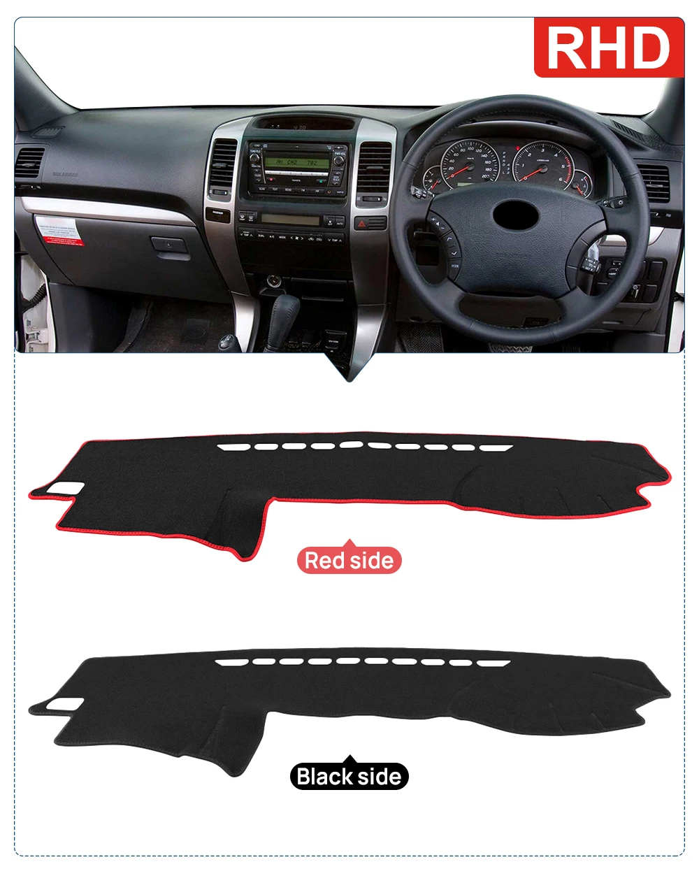 For Toyota Land Cruiser Prado 120 J120 2003-2006 2007 2008 2009 Car Dashboard Cover Avoid Light Pad Anti-UV Carpets Non-Slip Mat