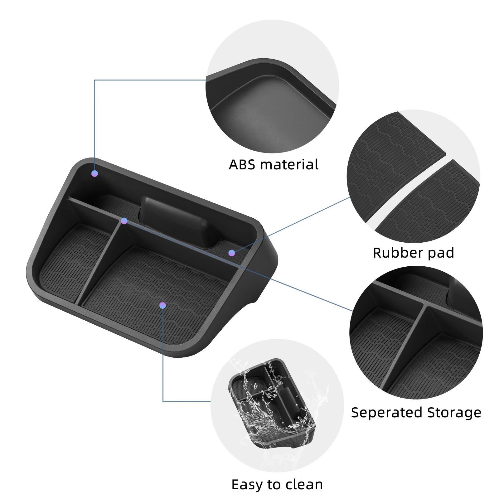 Smabee for BYD ATTO3 ATTO 3 YUAN PLUS 2025 2026 Dashboard Tray Organizer Display Screen Rear Storage Box Car Accessories Black