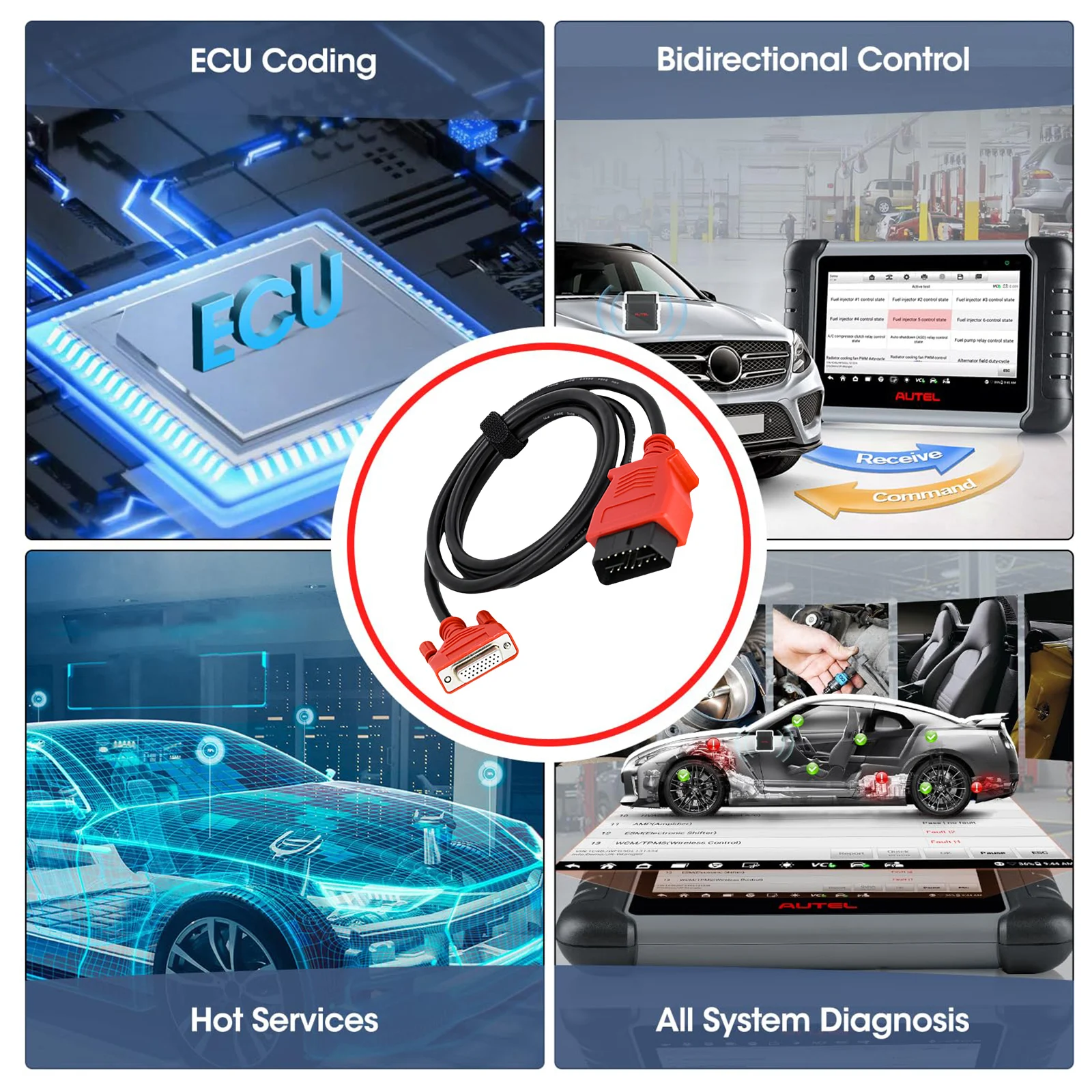 Main Test Cable Fit for Autel MaxiSys MS908/MS906 26pin to 16pin Diagnostic Programming Adapter Automobile OBD2 Extension Cable