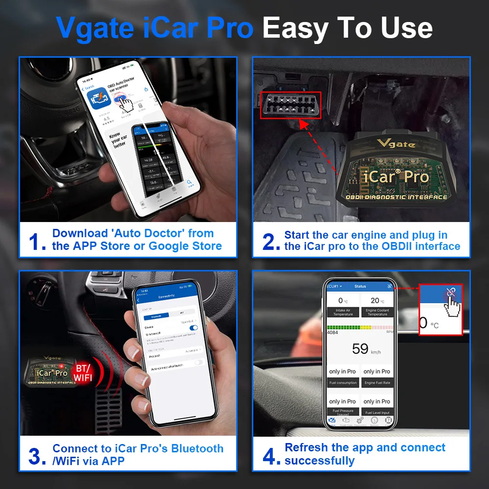 Vgate ICar Pro BT4.0 WIFI Hardware V2.3 OBD2 Automotive Fault Detector Automotive Diagnostic Device For Android/IOS
