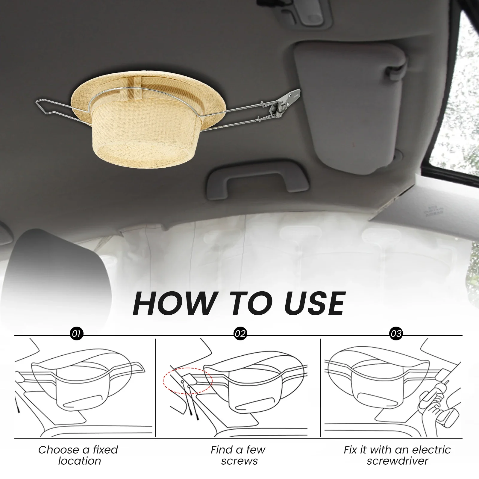 Stainless Steel Car Cowboy Hat Rack for Automotive Truck Heavy Duty Multi-Functional Car Western Hat Holder With Built in Spring