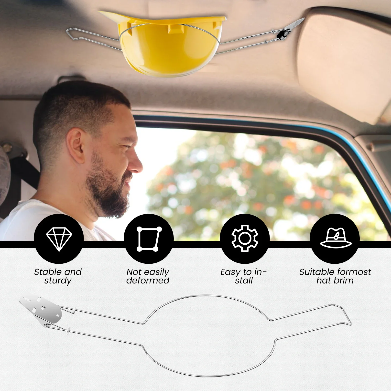 Stainless Steel Car Cowboy Hat Rack for Automotive Truck Heavy Duty Multi-Functional Car Western Hat Holder With Built in Spring