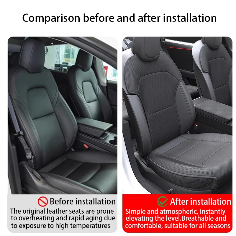 Car Seat Mats For Tesla Model YL /Y Juniper 3 Highland Breathable All Season Back Seat Pad Protector Covers Nappaleather Cushion